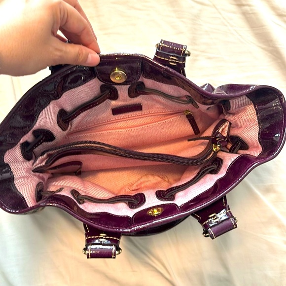 Dooney & Burke Plum Chiara Leather Patent Medium Handbag - Picture 5 of 11